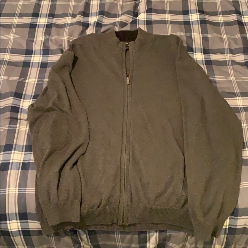 Club room full zip sweater charcoal color
